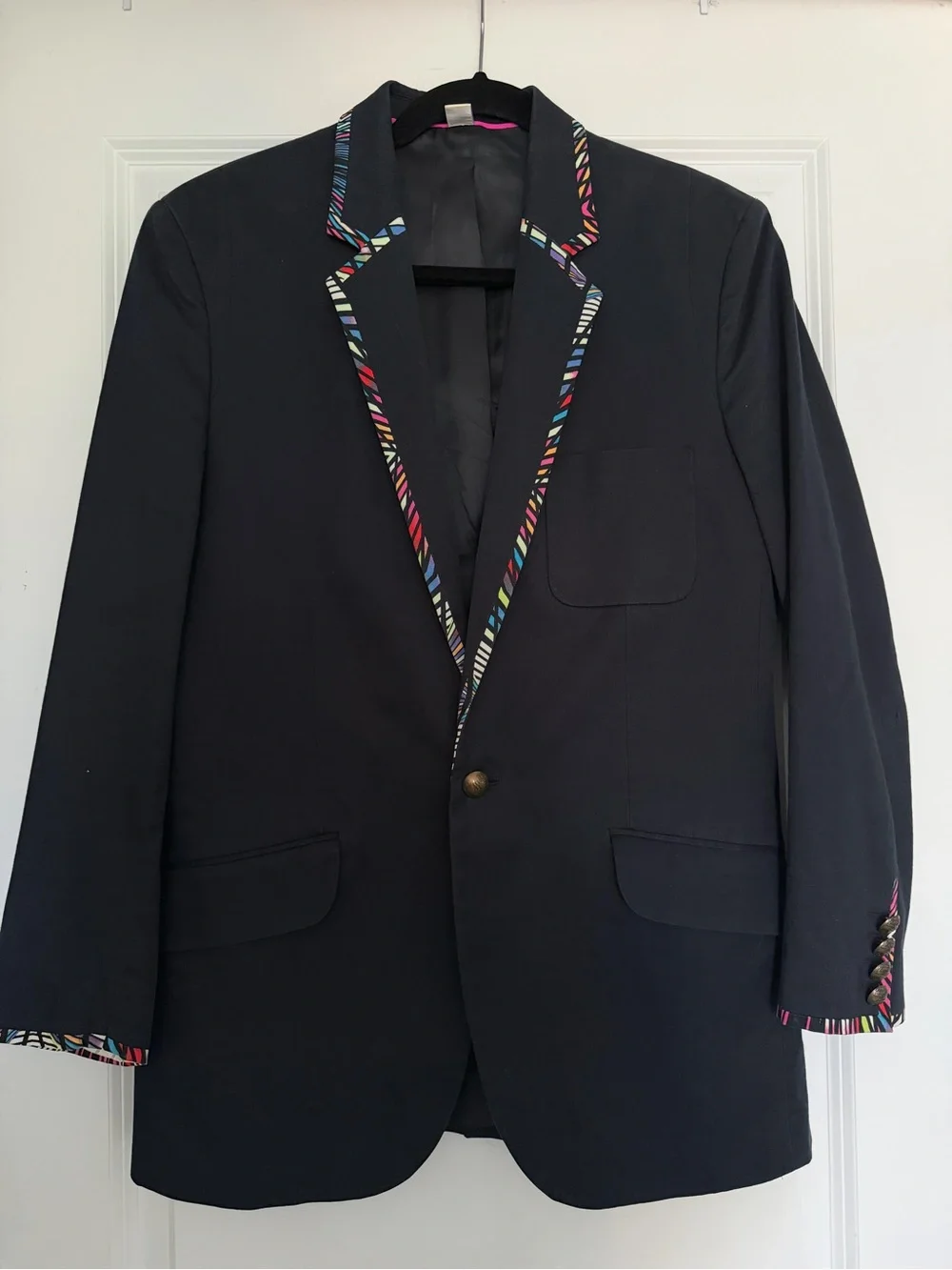 Matthew Williamson for H&M Navy Blazer Multicolor Trim 38R